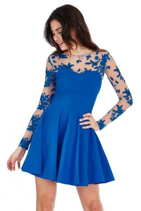 Společenské Dámské Sexy Mini šaty - Modrá