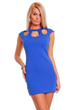 Elegentné letní mini šaty s výkroji - modrá
