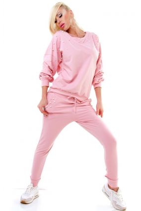 Exkluzivní dámský teplákový domácí joggingový komplet - růžová