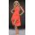 Dámské letní asymetrické šifónové mini šaty s romantickou krajkou - korálová