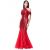 Dlouhé společenské šaty flitrované šaty - červená